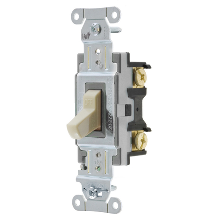 HUBBELL WIRING DEVICE-KELLEMS Switches and Lighting Controls, Toggle Switch, Commercial Grade, Double Pole, 15A 120/277V AC, Back and Side Wired, Ivory CSB215I